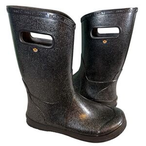 BOGS Kids Sparkly Black Rain Boots